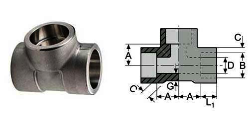  ASTM A105 Socket Weld giảm k&iacute;ch thước Tee